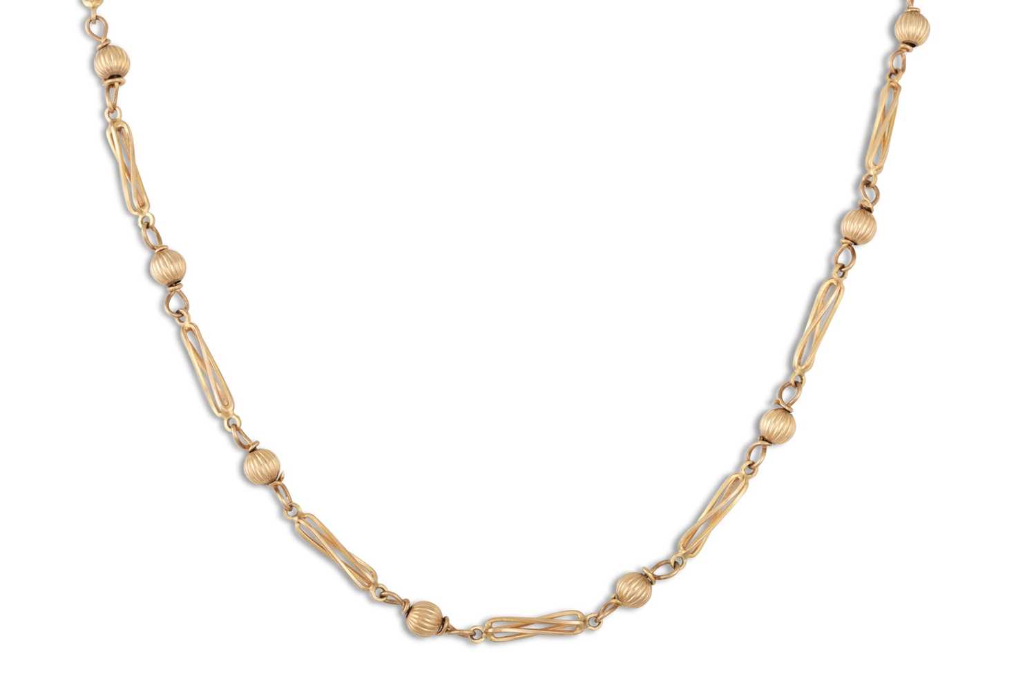 Lot 14 - A 9CT YELLOW GOLD FANCY LINK NECK CHAIN, with...