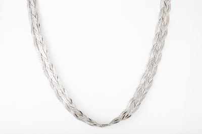 Lot 246 - A MODERN SILVER FLAT WEAVE NECK CHAIN, CA 16"...