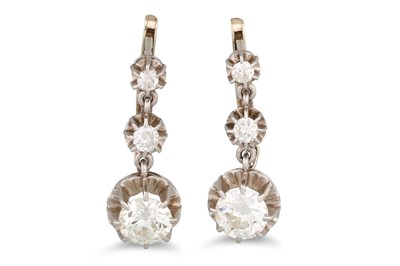 Lot 309 - A PAIR OF MID CENTURY DIAMOND DROP EARRINGS,...