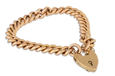 Lot 300 - AN ANTIQUE 18CT GOLD CURB LINK BRACELET, with...