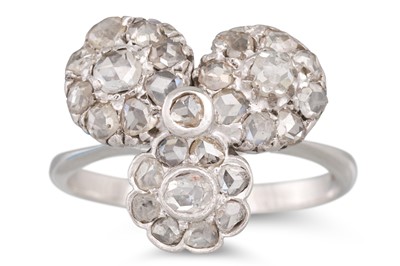 Lot 203 - A ROSE CUT DIAMOND CLUSTER RING, mounted in...