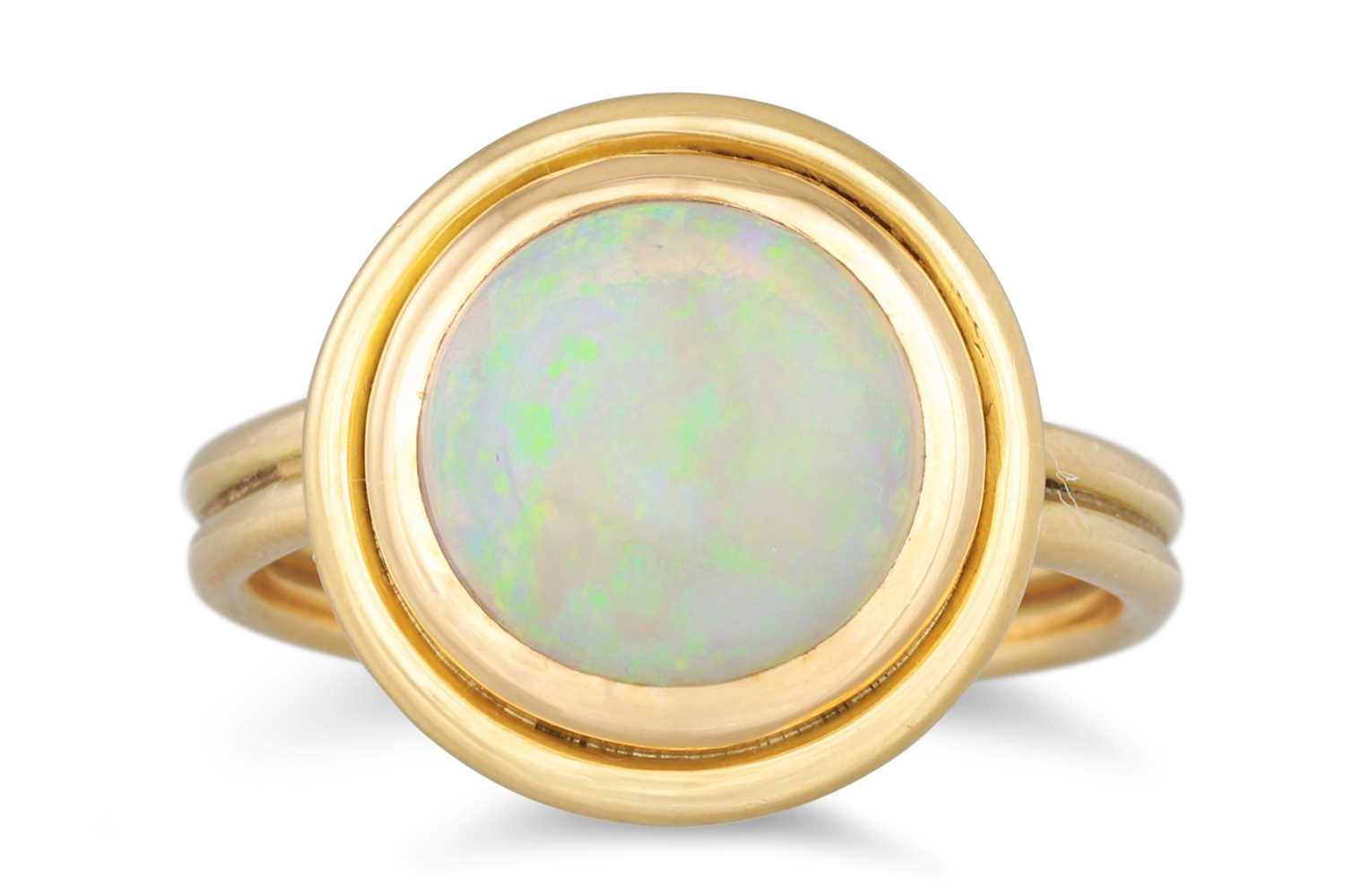 Lot 160 - AN OPAL RING, the cabochon water opal