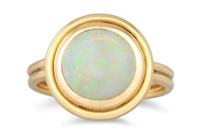 Lot 160 - AN OPAL RING, the cabochon water opal mounted...