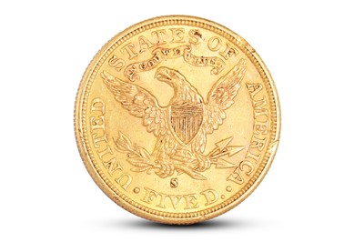 Lot 340 - AN 1885 AMERICAN HALF EAGLE $5 GOLD COIN,...