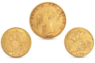 Lot 342 - AN 1877 ENGLISH FULL SOVEREIGN VICTORIAN GOLD...