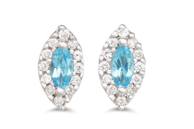 Lot 23 - A PAIR OF DIAMOND AND TOPAZ CLUSTER EARRINGS,...