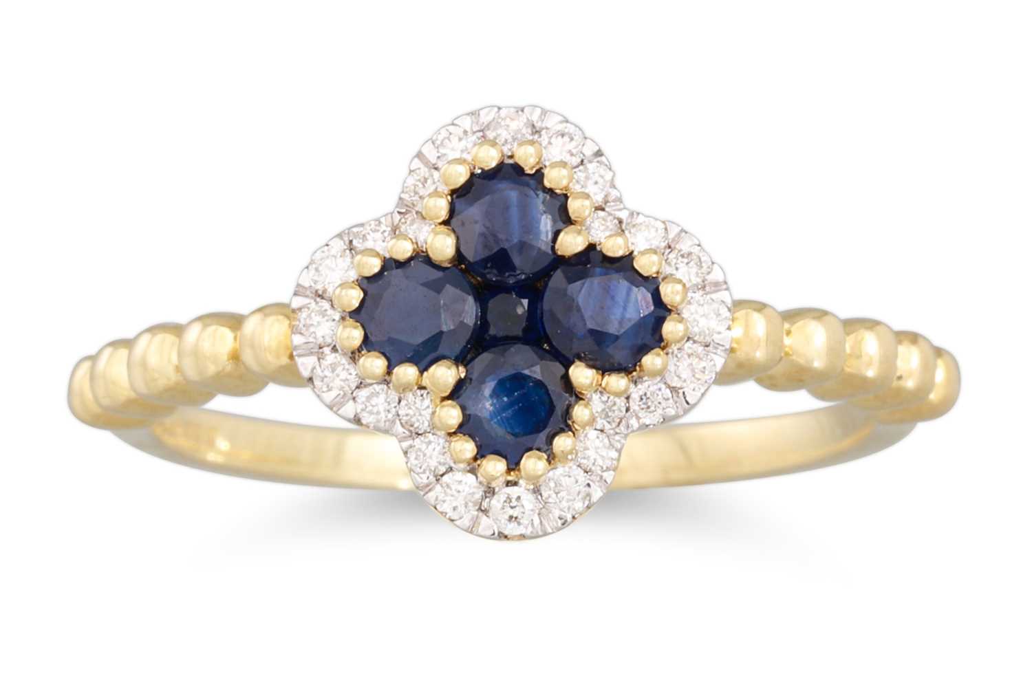 Lot 74 - A DIAMOND AND SAPPHIRE CLUSTER RING, of...
