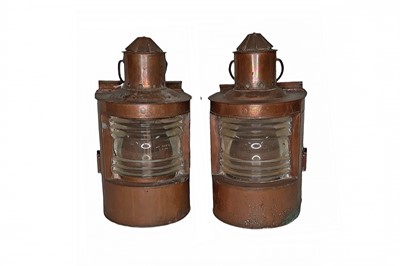 Lot 484 - A PAIR OF ANTIQUE MARITIME MAST HEAD LAMPS...