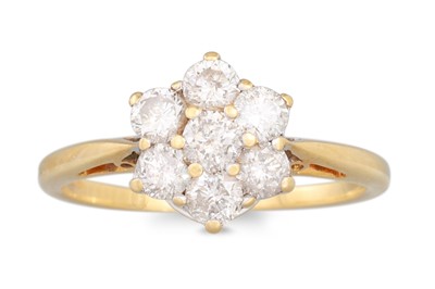Lot 99 - A DIAMOND CLUSTER RING, the round brilliant...