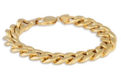 Lot 125 - A 9CT GOLD GENT'S FLAT CURB LINK BRACELET,...