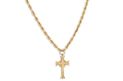 Lot 131 - A 9CT GOLD CROSS, together with a 14ct gold...