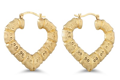 Lot 139 - A PAIR OF 9CT GOLD EARRINGS, hoop form