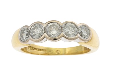 Lot 390 - A FIVE STONE DIAMOND RING, mounted in 18ct...