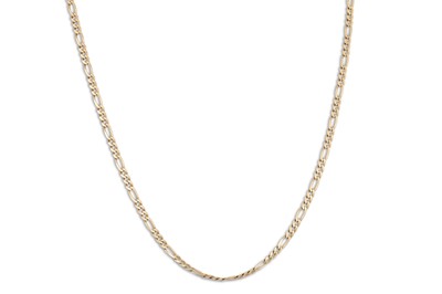 Lot 5 - A 9CT GOLD FLAT FIGARO LINK NECK CHAIN, ca 21"...