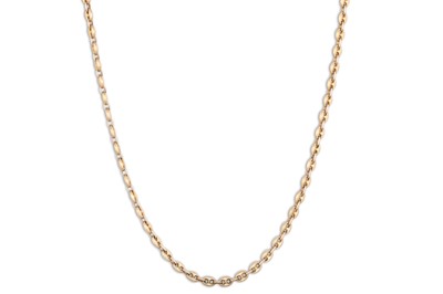 Lot 137 - A 9CT YELLOW GOLD MARINE LINK NECK CHAIN, 16.9 g.