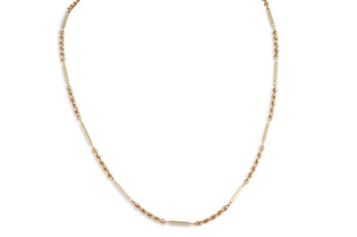 Lot 177 - A 9CT GOLD FANCY LINK NECK CHAIN, with rope...