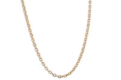 Lot 183 - A 9CT GOLD FANCY BELCHER LINK NECK CHAIN, 17.8 g.