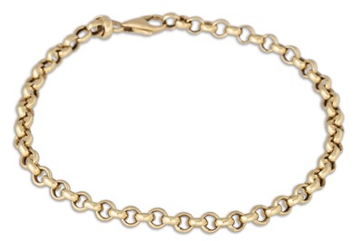 Lot 114 - A 14CT GOLD BELCHER LINK BRACELET, 6.2 g.