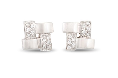 Lot 66 - A PAIR OF DIAMOND CLUSTER EARRINGS, mounted in...