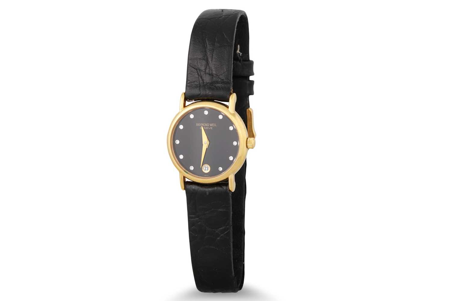 Lot 344 - A LADY'S DIAMOND FACE RAYMOND WEIL WRIST WATCH,...