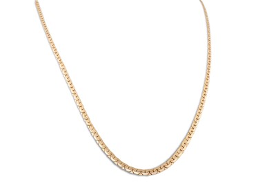 Lot 93 - AN 18CT GOLD FLAT LINK NECK CHAIN, 10.16 g.