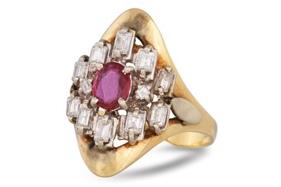 Lot 75 - A MID - CENTURY DIAMOND AND RUBY DRESS RING,...