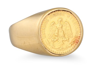 Lot 297 - A MEXICAN GOLD COIN RING, mounted in 18ct gold,...