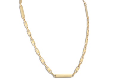 Lot 78 - A 9CT YELLOW GOLD FANCY LINK NECKLACE, lobster...