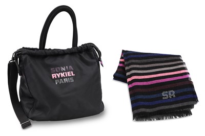 Lot 194 - A SONIA RYKIEL CROSSOVER BAG, reversible cloth...