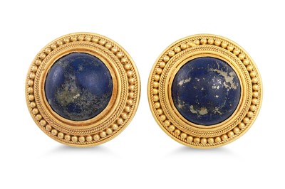 Lot 38 - A PAIR OF VINTAGE LAPIS LAZULI EARRINGS, to...