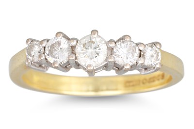 Lot 48 - A FIVE STONE DIAMOND RING, mounted in 18ct...
