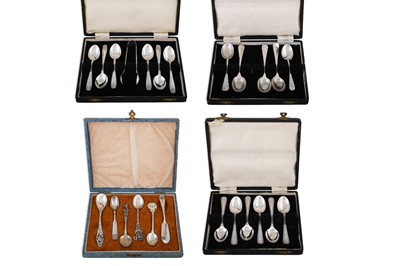 Lot 390 - TWO CASED SET OF SILVER TEA SPOONS, and others...