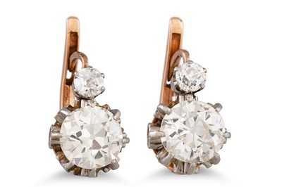 Lot 324 - A PAIR OF ANTIQUE DIAMOND CLUSTER EARRINGS,...