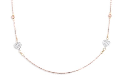 Lot 164 - A DIAMOND SET NECKLACE, set with two pavé...