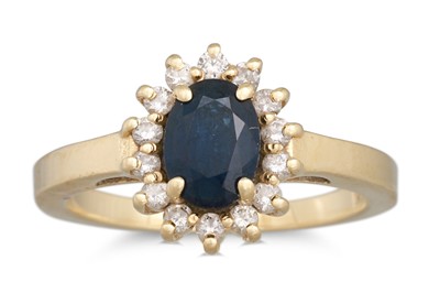 Lot 176 - A SAPPHIRE AND DIAMOND CLUSTER RING, mounted...