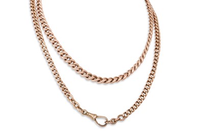 Lot 177 - A 9CT ROSE GOLD GRADUATED CURB LINK NECK CHAIN,...
