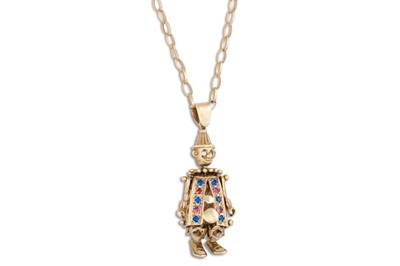 Lot 242 - A 9CT GOLD CLOWN PENDANT, on a chain, 10 g.