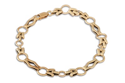 Lot 245 - A 9CT GOLD FANCY LINK BRACELET, 8.5 g.