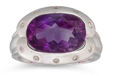 Lot 73 - AN AMETHYST AND DIAMOND SET RING, by Tayma...