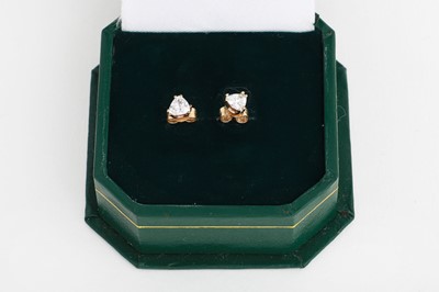 Lot 291 - A PAIR OF CUBIC ZIRCONIA EARRINGS, mounted in...