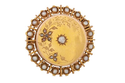 Lot 5 - A VINTAGE FRENCH DIAMOND AND SEED PEARL BROOCH,...