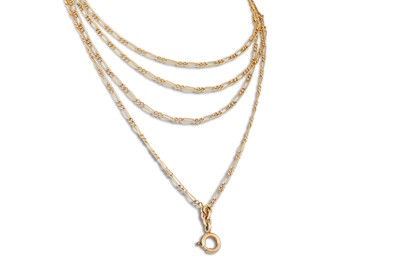 Lot 205 - A VINTAGE GOLD FANCY LINK NECK CHAIN, 11.7 g....