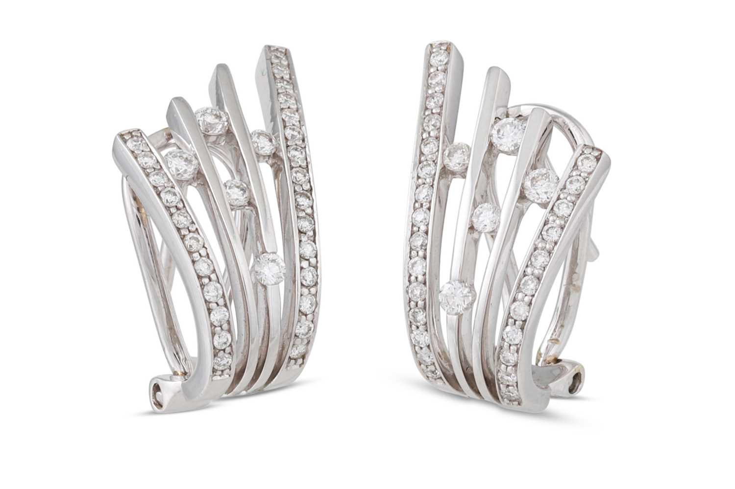 Lot 262 - A PAIR OF DIAMOND SET EARRINGS, mounted in...