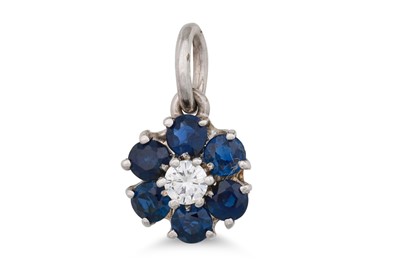 Lot 196 - A SAPPHIRE AND DIAMOND PENDANT, mounted in...