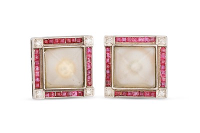 Lot 121 - A PAIR OF RUBY, DIAMOND AND ROCK CRYSTAL...