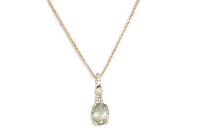 Lot 151 - A DIAMOND AND GEM-SET PENDANT, mounted in gold,...