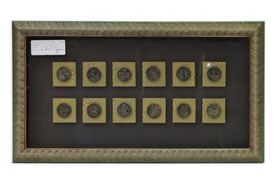 Lot 241 - A FRAMED COLLECTION OF TWELVE MEDALLIONS, each...