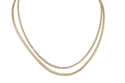 Lot 59 - TWO 9CT GOLD NECKLACES, 14.4 g.
