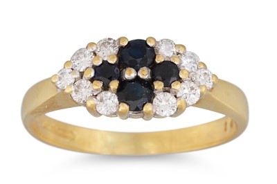 Lot 62 - A SAPPHIRE AND DIAMOND CLUSTER RING, mounted...