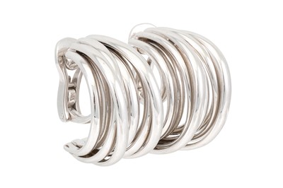 Lot 435 - A PAIR OF HEAVY 18CT WHITE GOLD HOOP EARRINGS,...